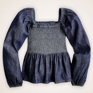 J.Crew Smocked Denim Top